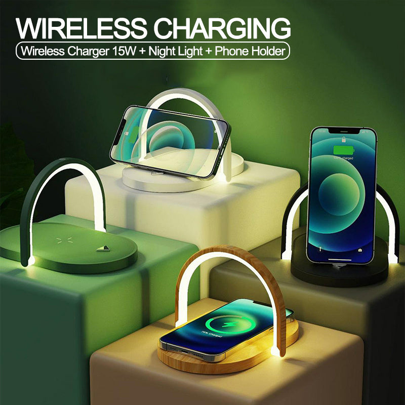 3-in-1 Wireless Ladegerät mit LED-Lampe