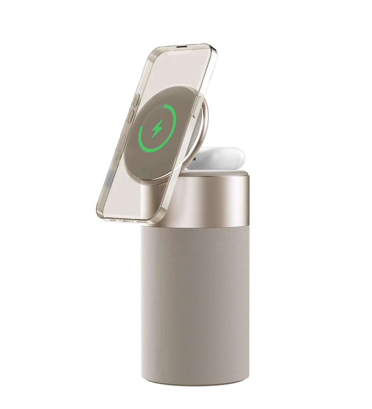 3-in-1 Wireless Ladegerät mit Speaker & Lampe