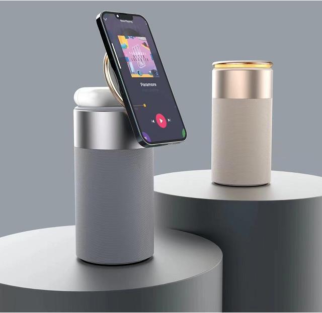 3-in-1 Wireless Ladegerät mit Speaker & Lampe